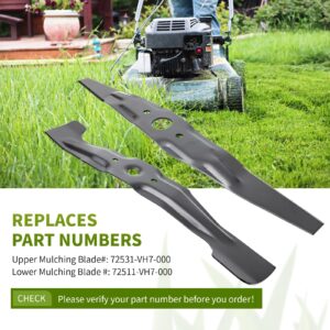 Fourtry Replacement 72531-VH7-000 (Upper) & 72511-VH7-000 (Lower) Blades Kit, Compatible with 21" Cut Hon da HRX217, HRX217K1, HRX217K2 Lawn Mowers, 2 Blades