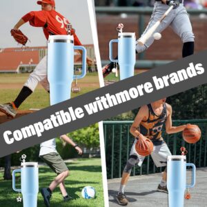 3PCS Straw Cover for Stanley Cup 30&40 Oz 10mm Cloud Silicone Straw Topper Protector Lid with 2PCS 3D Personalized Baseball Charm Stanley Tumblers Accessories (3pcs Baseball +2pcs Baseball Charm)