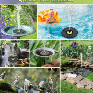 SZMP Solar Fountain 3.5W Bird Bath Fountains with Tender Green Flower 2024 Upgraded 100% Glass Panel, Solar Fountain Pump with 7 Nozzles, Solar Water Fountain for Hummingbirds, Garden, Pond (Black)