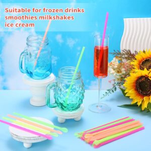 Eaasty 500 Pcs Snow Cone Spoon Straws, Flexible Plastic Straws, Flexible Disposable Drinking Straws, Disposable Plastic Sip Stir Sticks (Yellow,Green,Orange,Rose Red)