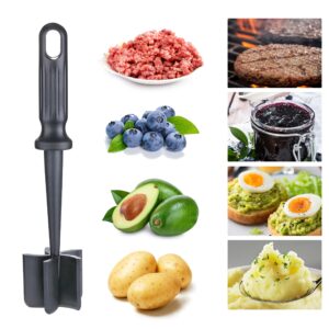 Meat Chopper for Ground Beef, JJOO Heat Resistant Hamburger Meat Chopper, Nylon 5 Curved Blades Ground Beef Smasher, Non-Stick Meat Masher, Mix and Chop Kitchen Tool (Black)