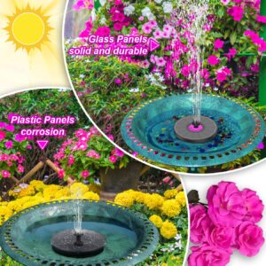 SZMP Solar Fountain 3.5W Bird Bath Fountains with Rosy Flower 2024 Upgraded 100% Glass Panel, Solar Powered Water Fountain with 7 Nozzles, Solar Fountain Pump for Pool, Pond, Garden, Outdoor (Black)