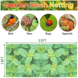 Garden Netting 10x33FT 2 Pack Ultra Fine Mesh, Insect Barrier Bird Netting for Garden Protection, Insect Bug Netting Garden Net for Protecting Plants Vegetables Flowers Fruits