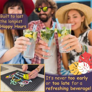 Tiki Bar Happy Hour Sign Rubber Bar Mat for Bartending 18x12 in, It's Happy Hour Somewhere Outdoor Tiki Bar Decor, Bar Mats for Countertop, Bar mat for Home Bar, Bartender Mat, Home Bar Accessories