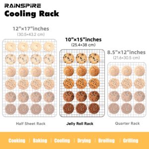 Rainspire 2-Pack Cooling Rack 10" x 15" Stainless Steel Heavy Duty Cooling Racks for Cooking and Baking Oven Safe Wire Rack for Cooking Baking Rack for Oven Cooking Fits Jelly Roll Pan