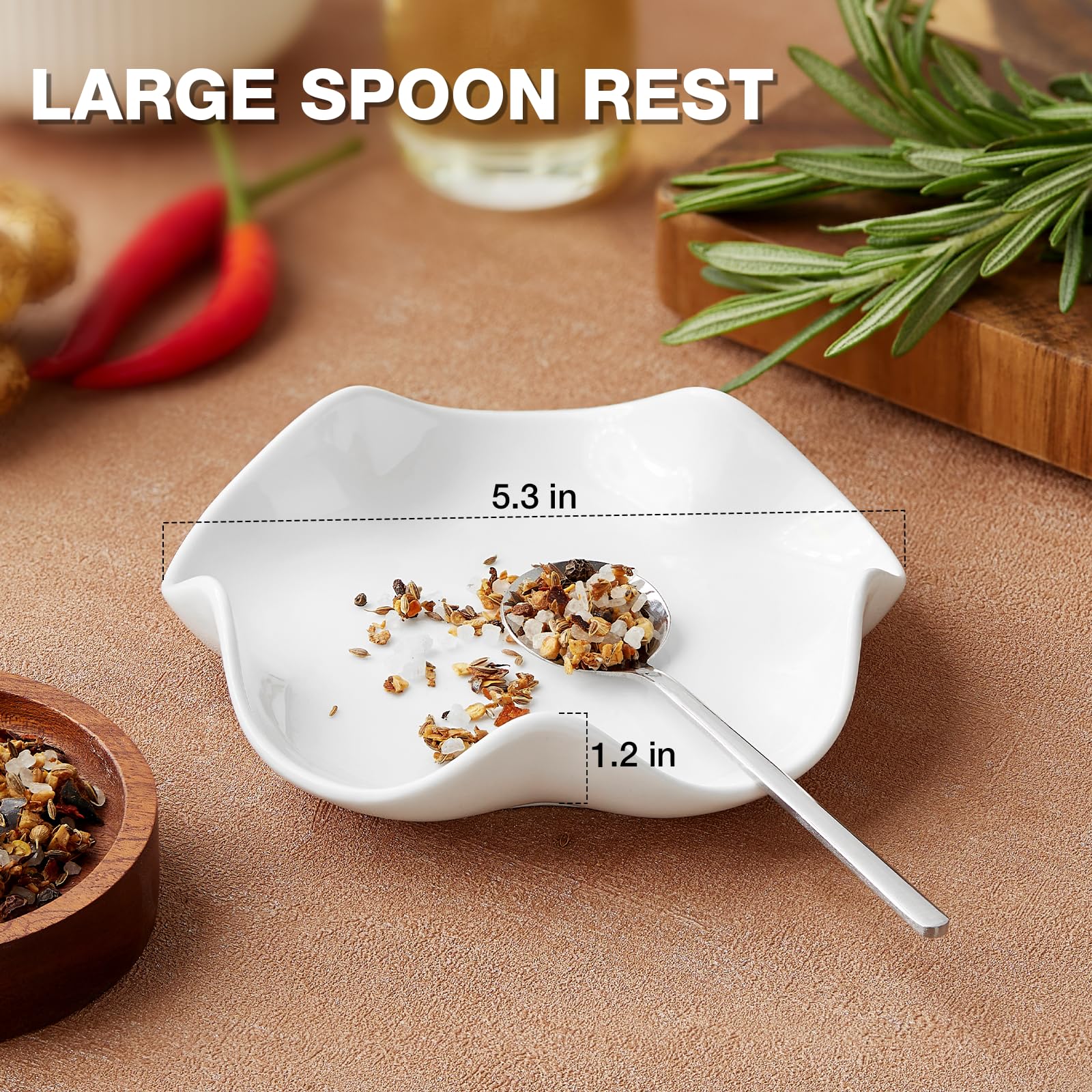 Mfacoy Spoon Rest for Stove Top, 5.3 Inch Ceramic Spoon Holder for Kitchen Counter, Coffee Spoon Holder, Cooking Utensil Rest for Spoons, Ladles, Tong, Heat-Resistant Spoon Rest, Housewarming Gifts