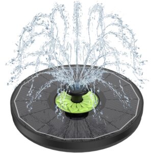 szmp solar fountain 3.5w bird bath fountains with tender green flower 2024 upgraded 100% glass panel, solar fountain pump with 7 nozzles, solar water fountain for hummingbirds, garden, pond (black)