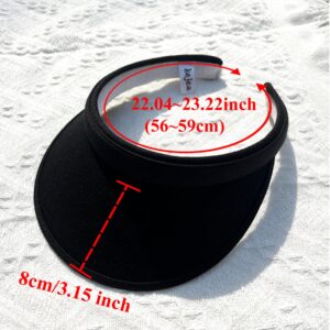 Cotton Visor Hat Women Men Clip-on Visors Hats Adjustable Outdoor Sports Golf Beach Wide Brim Sun Cap (Black)