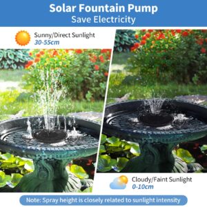 2W Solar Fountain Pump - Upgraded Solar Fountain for Bird Bath with 6 Nozzles, Outdoor Solar Fountain for Bird Bath, Garden, Pond, Pool, Fish Tank