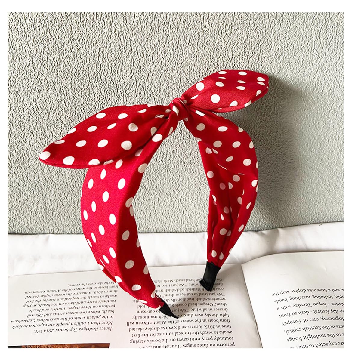 Deghew Red Polka Dot Bow headbands cute headbands hair accessories for women and girls (Wave Dot Red, one size)