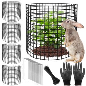 5 pack plant protector from animals, 13x12 inch wire plant cages mesh plant cage garden plant protector, sturdy bunny barricades chicken wire cloche plant protectors for keeping bunny animals out