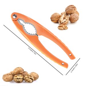 NutCracker, Stainless Steel Nut Crackers for All Nuts, Heavy Duty Nutcracker Tool for Walnet, Pencan, Chestnut, Crab, Lobster and More, Ergonomic Handle (Orange)