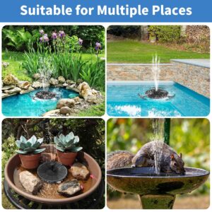 2W Solar Fountain Pump - Upgraded Solar Fountain for Bird Bath with 6 Nozzles, Outdoor Solar Fountain for Bird Bath, Garden, Pond, Pool, Fish Tank