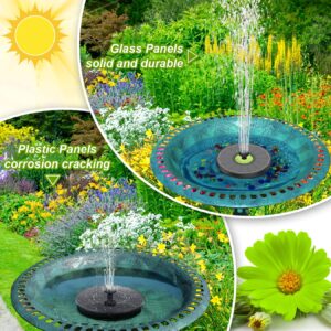 SZMP Solar Fountain 3.5W Bird Bath Fountains with Tender Green Flower 2024 Upgraded 100% Glass Panel, Solar Fountain Pump with 7 Nozzles, Solar Water Fountain for Hummingbirds, Garden, Pond (Black)