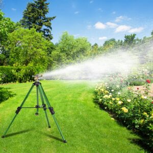 Lawn Sprinklers for Yard, Pattiumo 360°Tripod Sprinklers for Yard Large Area, 3/4" Connector, Adjustable Height 16-37”, Heavy Duty Sprinklers for Garden/Yard/Patio, 1Pack