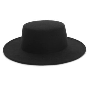 gemvie women men wool cowboy hat wide brim fedora cowgirl hat party church derby hat/black fedora hat1