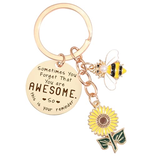 GiftoBi Sunflower Keychains Gifts for Women Sunflower Inspirational Keyring Friendship Sunflower Keychain Gifts Sunflower Key Chain for Women Men Bag Purse Wallet Handbags Backpack