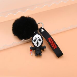 RUPUDDT Men Women Horror Movie Key Chains Boys Girls Kids Halloween Small Bell Keyrings for Party Favor K03