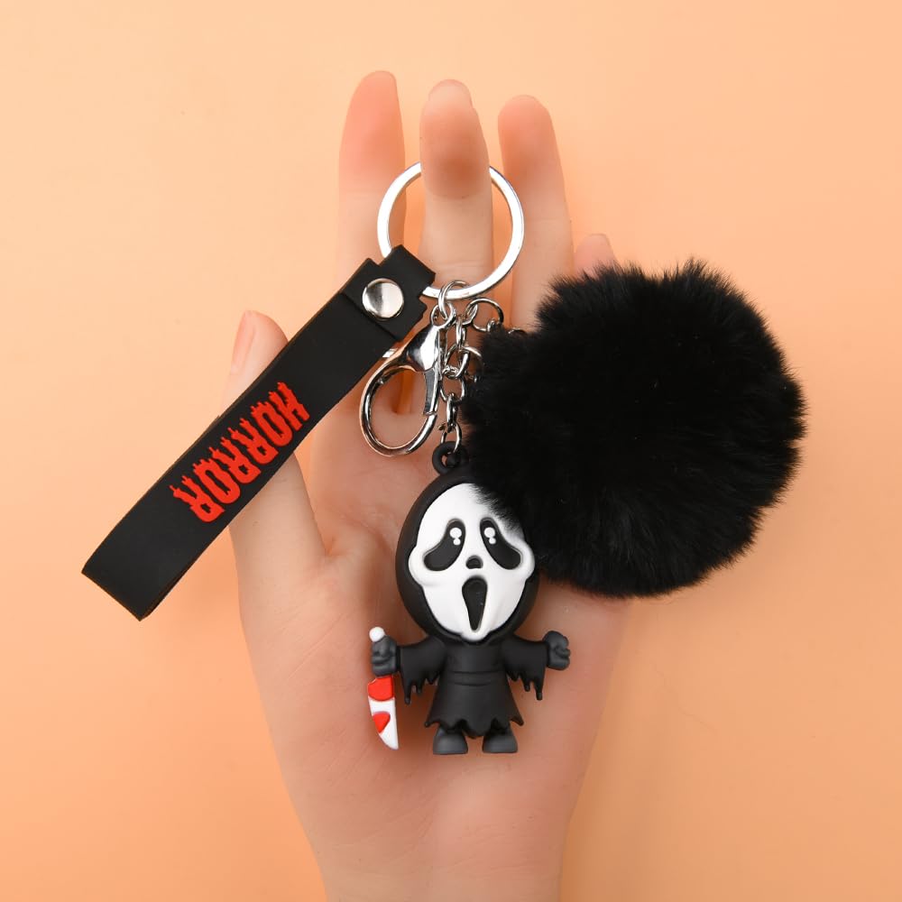 RUPUDDT Men Women Horror Movie Key Chains Boys Girls Kids Halloween Small Bell Keyrings for Party Favor K03