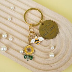 GiftoBi Sunflower Keychains Gifts for Women Sunflower Inspirational Keyring Friendship Sunflower Keychain Gifts Sunflower Key Chain for Women Men Bag Purse Wallet Handbags Backpack