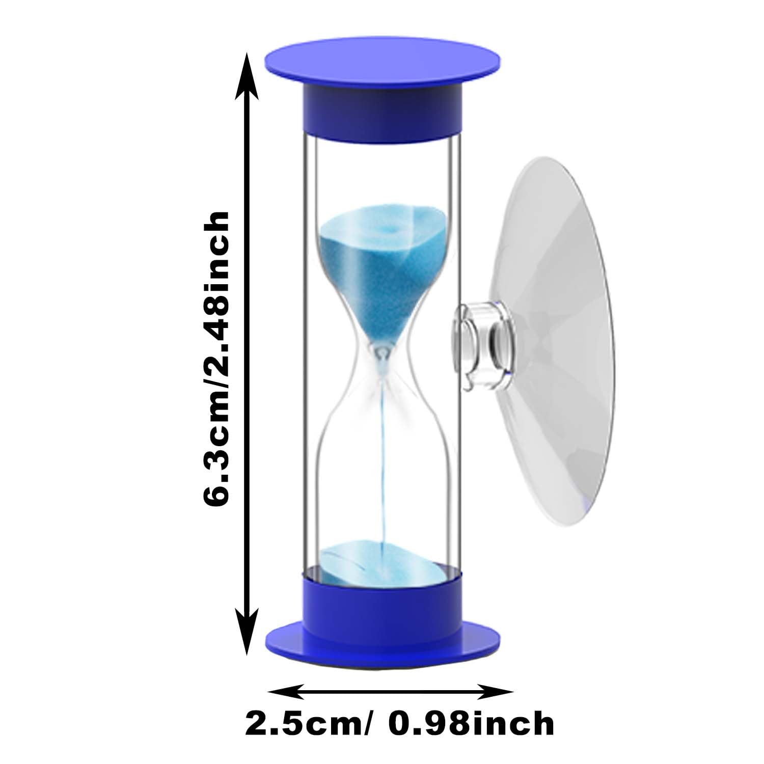 2 Minute Hourglass Sand Timer with Suction Cup,Unbreakable Sucker Sand Clock Timer 2 min,Plastic Mini Sand Watch,Rotatable Reloj De Arena for Kids Toothbrush(Blue)