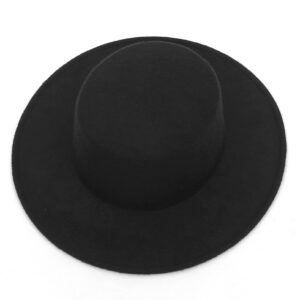 GEMVIE Women Men Wool Cowboy Hat Wide Brim Fedora Cowgirl Hat Party Church Derby Hat/Black Fedora hat1