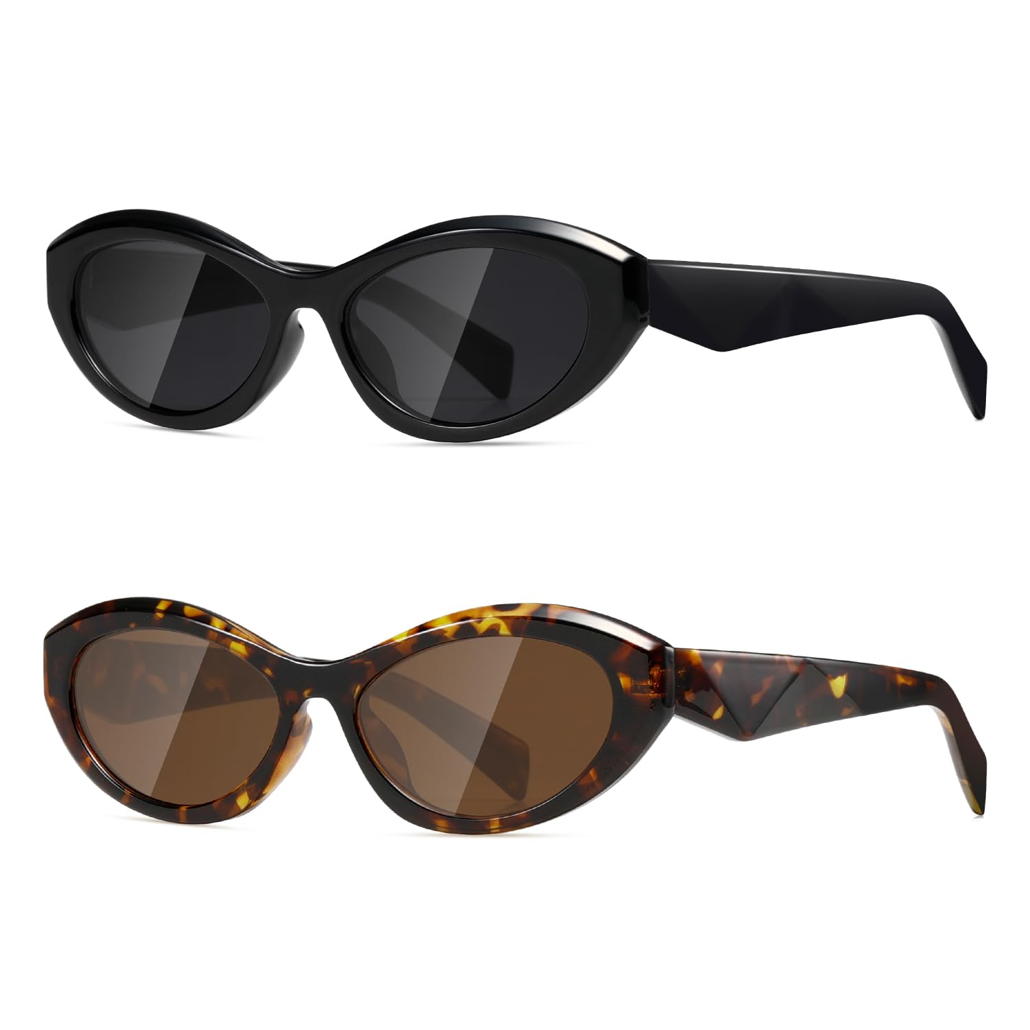 TIANYESY Sunglasses Womens Trend Men Retro Oval Sunnies Fashion Sun Glasses Shades (Black+leopard print brown)