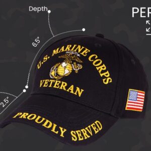 Trendy Zone 21 USMC Hat for Men and Women | Veteran Proudly Served Unisex Black US Marine Corps Cap, Officially Licensed Product | Semper Fi | Navy Blue