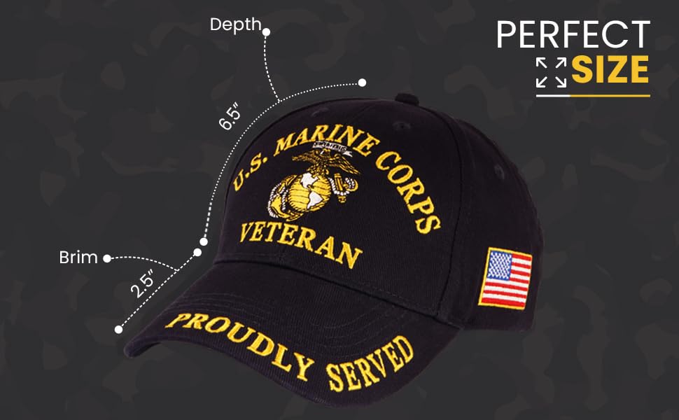 Trendy Zone 21 USMC Hat for Men and Women | Veteran Proudly Served Unisex Black US Marine Corps Cap, Officially Licensed Product | Semper Fi | Navy Blue