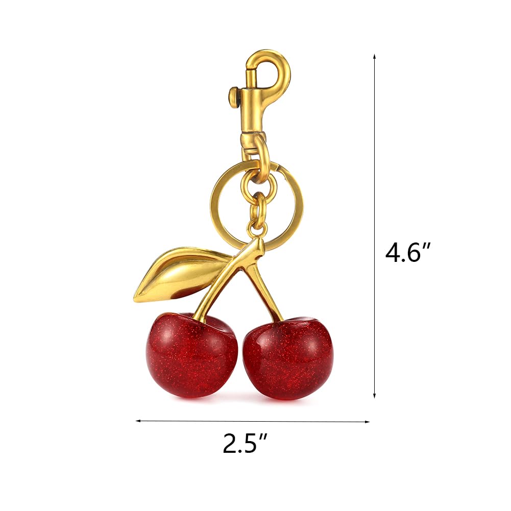 MINKARS Cherry Bag Charm, Cherry Keychain Accessory Purse Charm