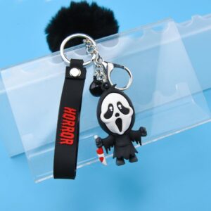 RUPUDDT Men Women Horror Movie Key Chains Boys Girls Kids Halloween Small Bell Keyrings for Party Favor K03