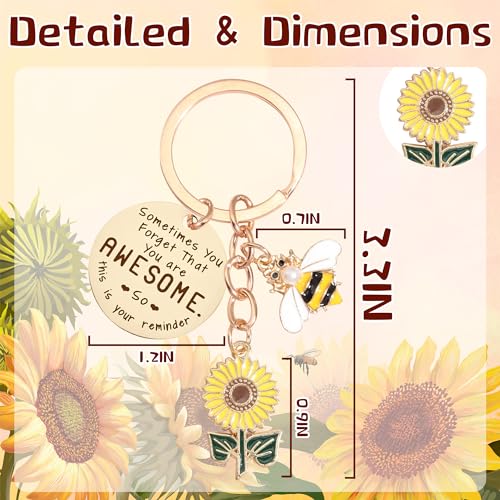 GiftoBi Sunflower Keychains Gifts for Women Sunflower Inspirational Keyring Friendship Sunflower Keychain Gifts Sunflower Key Chain for Women Men Bag Purse Wallet Handbags Backpack