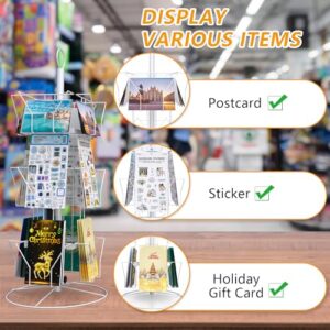 ANBOXIT Greeting Card Display Stand Rotating Rack Holder, for Postcard Sticker Retail, Metal White