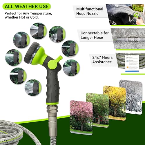 Flexible Garden Hose 50 FT - Heavy Duty Non-Expandable 50FT Outdoor Water Hose Pipe, 1/2" x 50Feet, 3/4" Solid Swivel Fittings, 50 Feet, Kink and Leak Proof