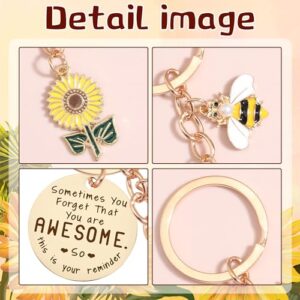 GiftoBi Sunflower Keychains Gifts for Women Sunflower Inspirational Keyring Friendship Sunflower Keychain Gifts Sunflower Key Chain for Women Men Bag Purse Wallet Handbags Backpack