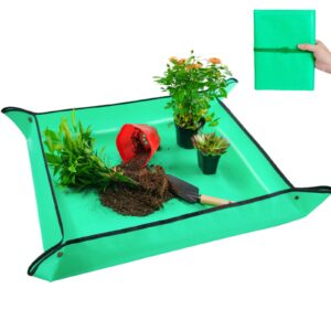 27" x 27" repotting mat for indoor plants transplanting and dirt control, portable potting tray succulent planting mat gardening gifts plant gifts for plant lovers