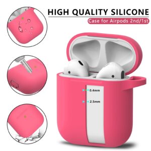 2 Pack for Airpods Case Cover with Cleaner Kit,Soft Silicone Protective Case Compatible with Apple AirPods 2nd/1st Generation Charging Case with Keychain, AirPod Case for Women Men(Black+Rose Pink)