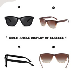 Highyou Polarized Sunglasses Women Men Trendy Classic Fashion Retro Driving shades Sun Glasses (Black+Double Brown)