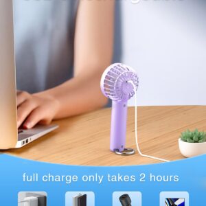 ASNUG Portable Handheld Fan, Mini Portable Fan, 2000mAh Rechargeable USB Fan, 3 Speed Personal Small Desk Fan, Strong Airflow, Super Quiet, Pocket Fan with Carabiner for Girl Women Home Outdoor Indoor