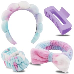 Chanaco Spa Headband, Makeup Headband with Wrist Bands, Hair Accessories for Washing Face and Teen Girl Gifts for Women