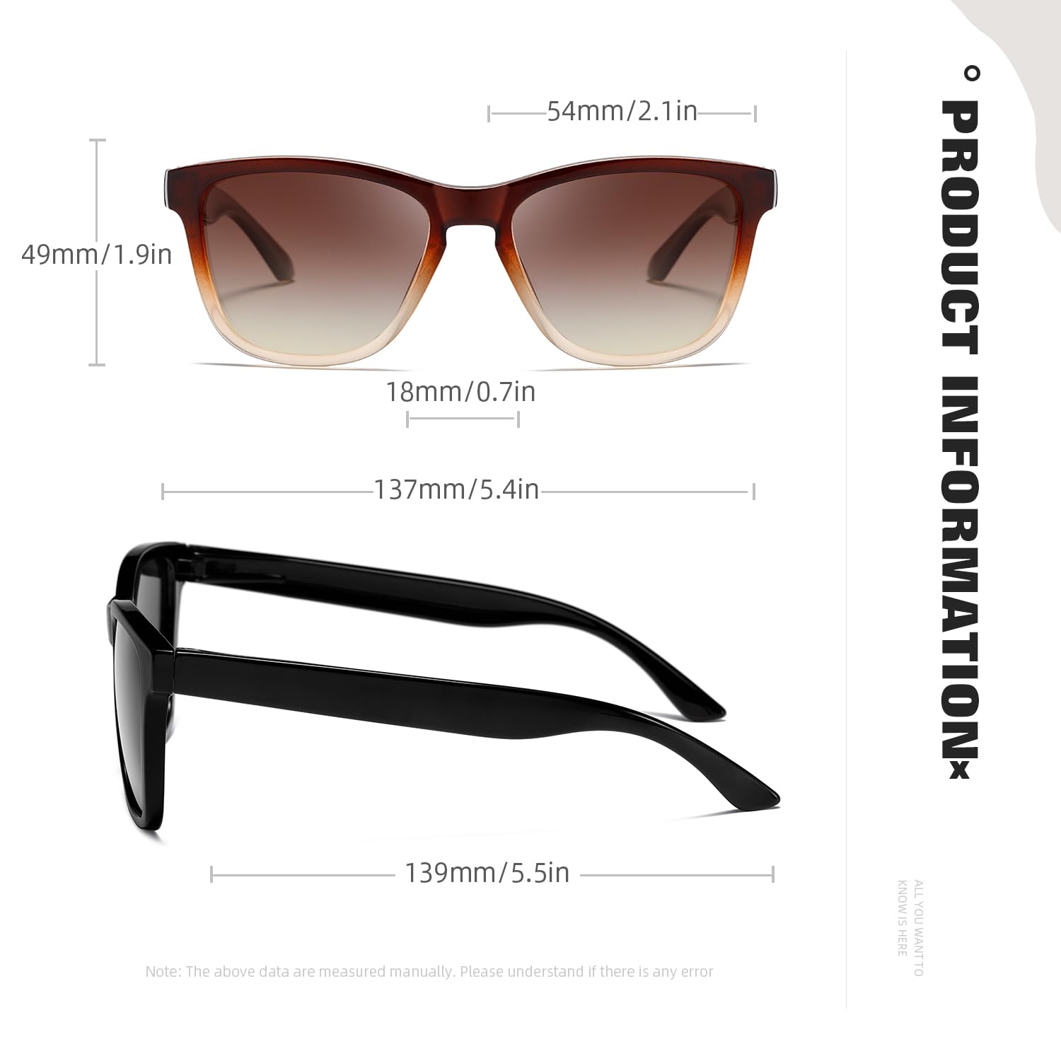 Highyou Polarized Sunglasses Women Men Trendy Classic Fashion Retro Driving shades Sun Glasses (Black+Double Brown)