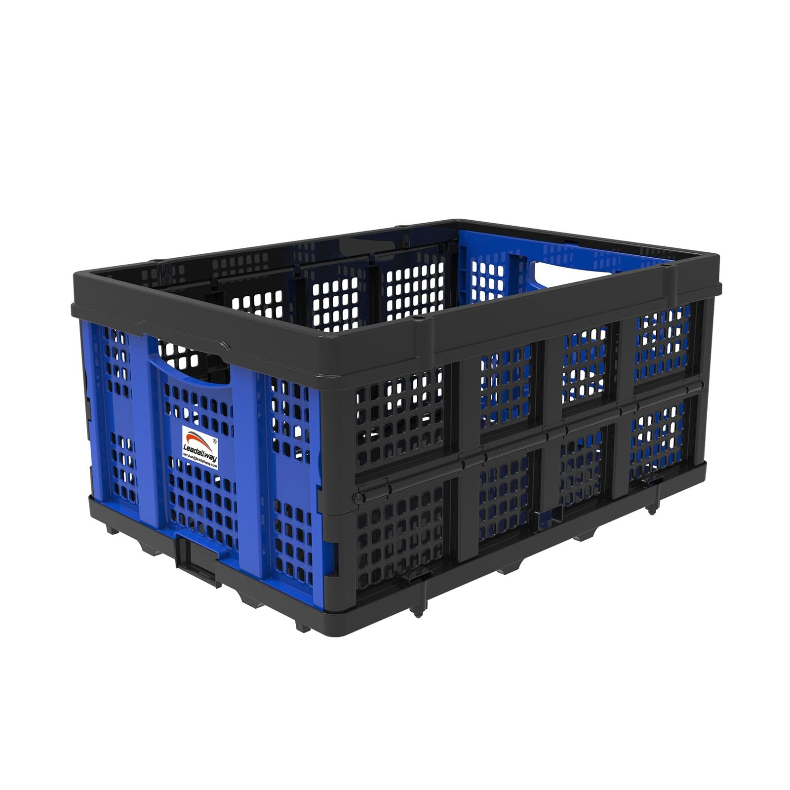 LEADALLWAY 50L Collapsible Plastic Storage Basket Specially Designed Brand Assembly Feasible Multiple Carts and Shopping Cart Foldable Storage Bin Organizer 110LBS,1Pack