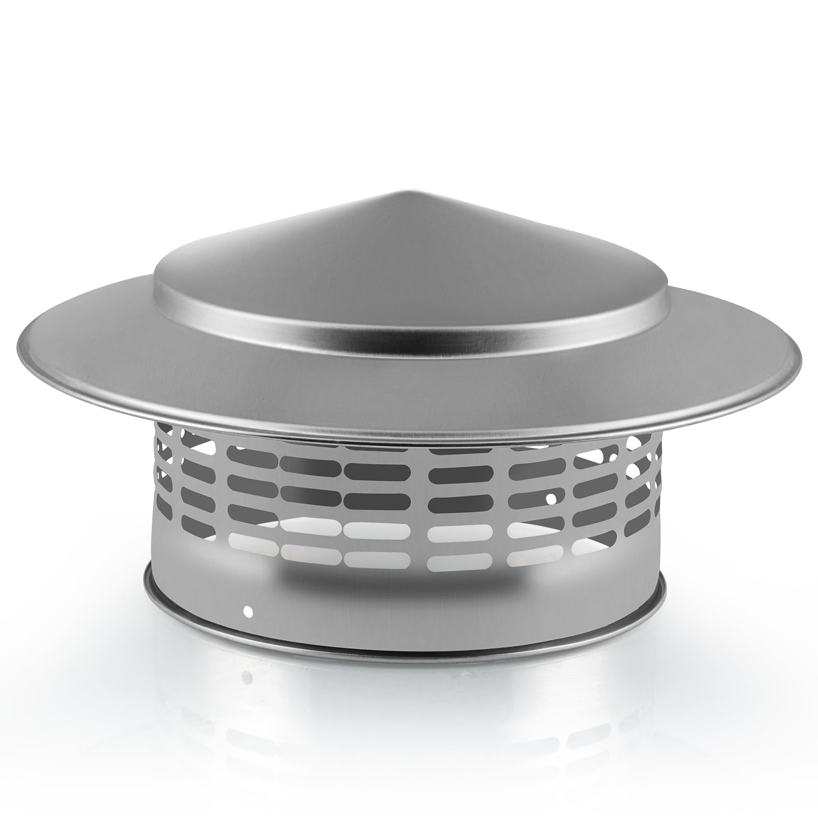 Singvon 6 Inch Round Chimney Cap, 304 Stainless Steel Chimney Cover with Screen, Stove Pipe Chimney Cap, Silver