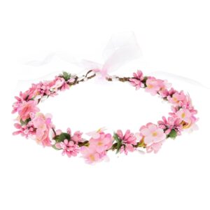 june bloomy wedding hydrangea flower headband spring flower crown wreath boho garland halo (pink)