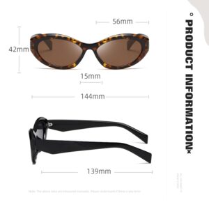 TIANYESY Sunglasses Womens Trend Men Retro Oval Sunnies Fashion Sun Glasses Shades (Black+leopard print brown)