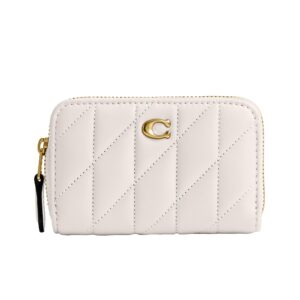 coach small zip around card case, chalk