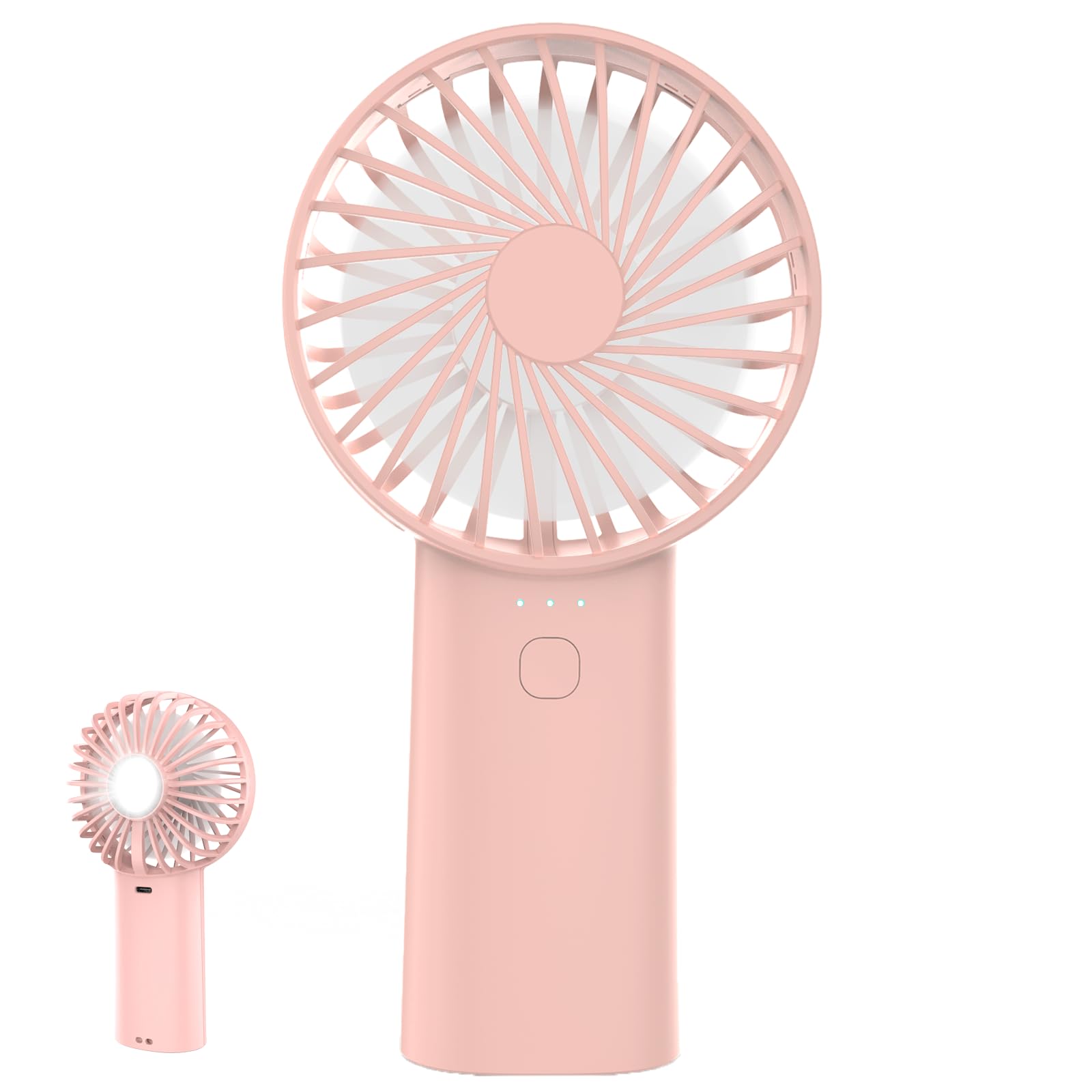 Portable Handheld Fan,3 Speeds Powerful Personal Fan with Flashlight, USB Rechargeable 2400mAh Battery Operated Fan for 3-15 hours, Mini Pocket Fan for Travel, Outdoor, Office