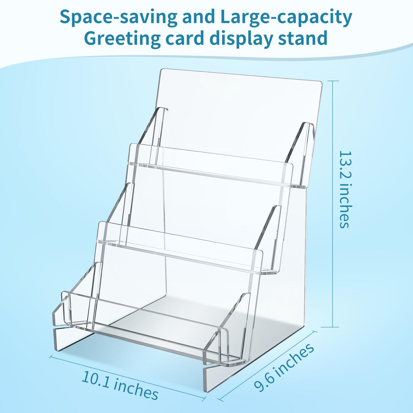 DLUGOPIS 3 Tier Acrylic Greeting Card Display Stand Greeting Card Organizer Display Stand Postcard Display Rack Card Display Shelf Retail Display Stand for Vendors Counter Greeting Card