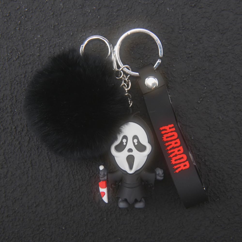 RUPUDDT Men Women Horror Movie Key Chains Boys Girls Kids Halloween Small Bell Keyrings for Party Favor K03