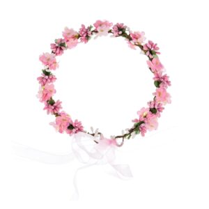 June Bloomy Wedding Hydrangea Flower Headband Spring Flower Crown Wreath Boho Garland Halo (Pink)